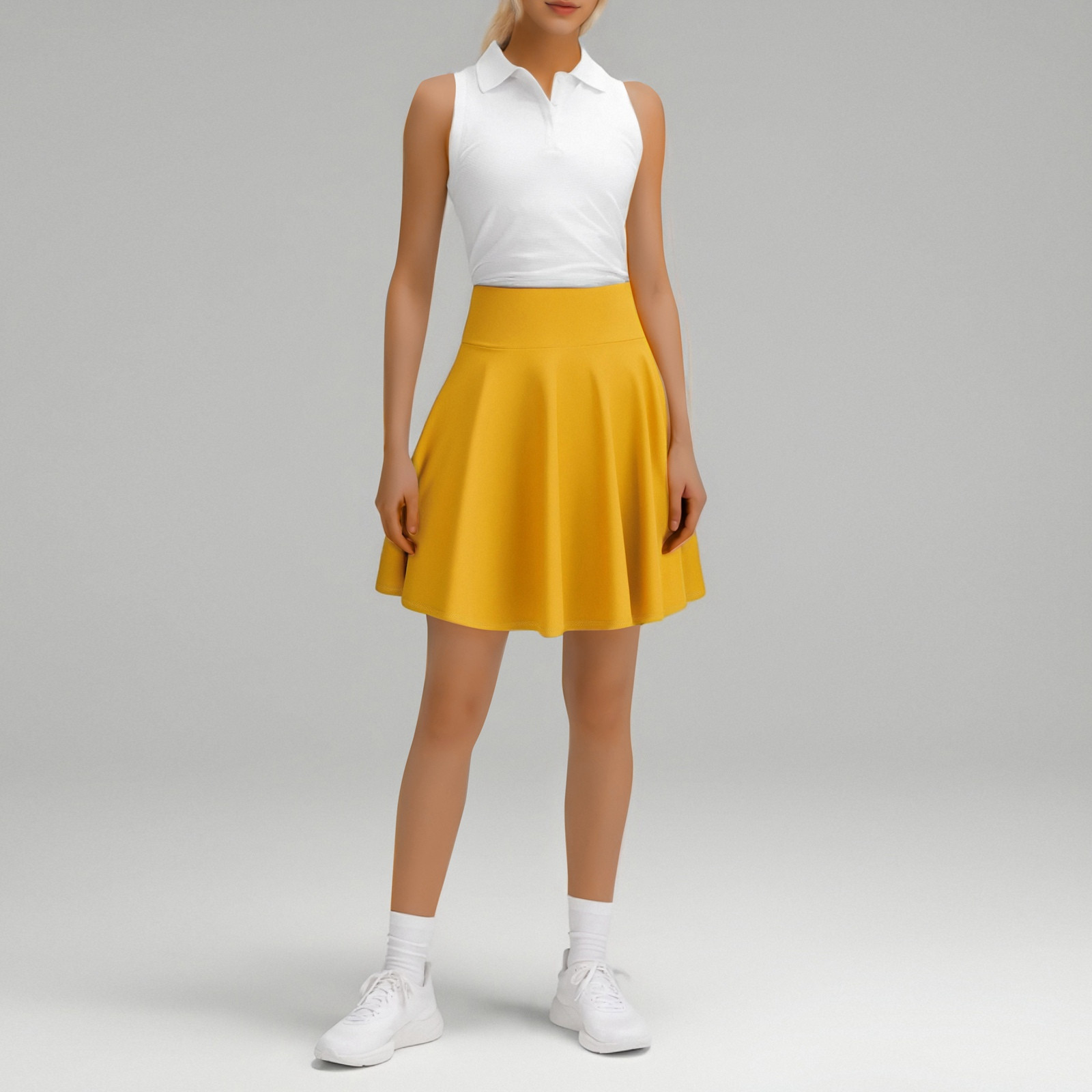 thumbnail image 3 of Falda midi plisada de corte A para mujer: falda media de 45 cm de poliéster y spandex, no transparente, versátil para todas las ocasiones, tallas S-XXXXL, 3 of 5